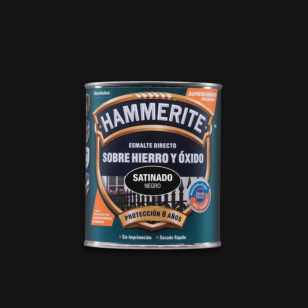 HAMMERITE ESMALTE METALICO ACETINADO PRETO 0.750L 5093689