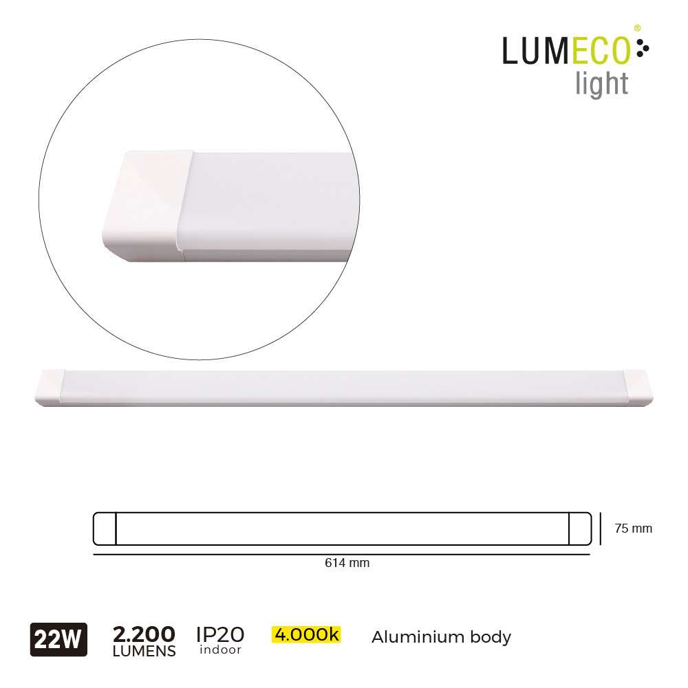 ARMADURA LED 22W 2200 LUMEN 4.000K 60CM LUMECO