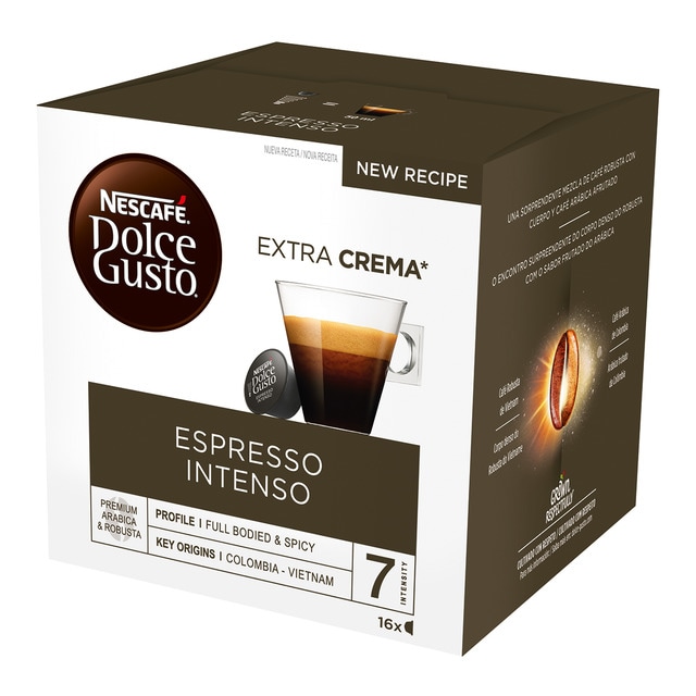 DolceGusto Cápsulas de café Dolce Gusto Espresso Intenso, café expresso, moderadamente torrado, 16 doses, 128 g