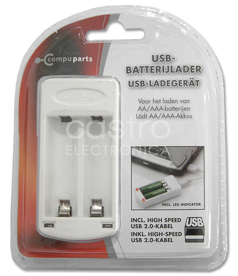 Carregador USB p/ 2x Pilhas AA e AAA