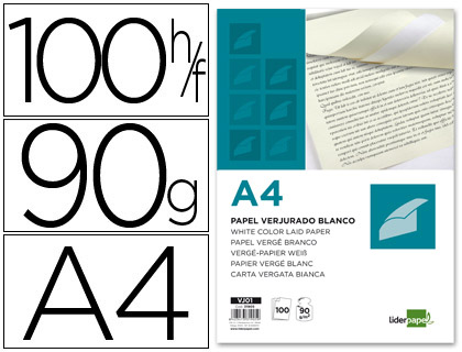 Papel Verge Embalagem de 100 Folhas, A4, 90 Gr/Mã¬, Branco