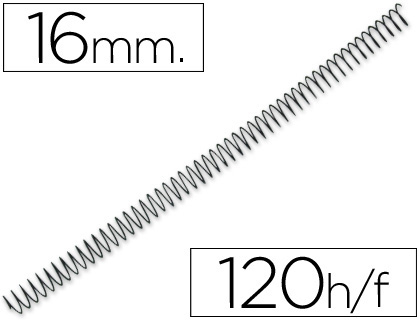 Espiral Metalico Yosan Preto Passo 64 5:1 16mm Calibre 1,20mm