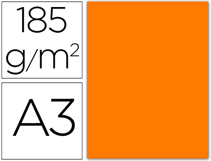 Cartolina A3 185Grs Laranja Fluorescente 50 Unidades 