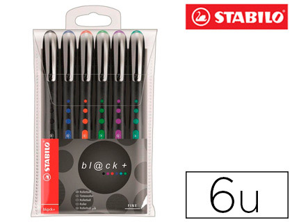 Marcador 0,3mm  Roller Ball Black Pack 6 Cores Sortidas