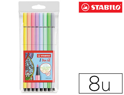 Marcador 1mm Aguarelável  Pen 68 Pastel Estojo 8 Marcadores