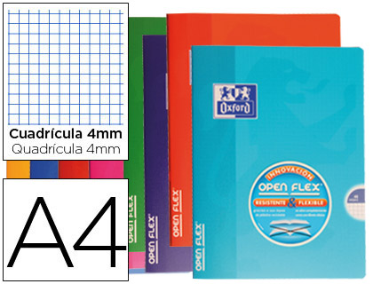 Caderno Escolar Agrafado  Capa Flexivel Openflex 48F 90g A4 Quadricula Cores Sortidas