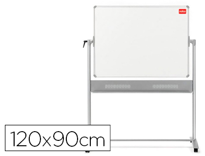 Quadro Branco Magnético 120x90cm Dupla Face Giratório Suporte com Rodas