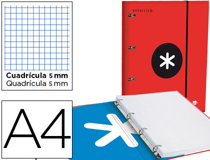 Pasta A4 com Elástico 4 Anéis 25mm com Recarga Xadrez Vermelha