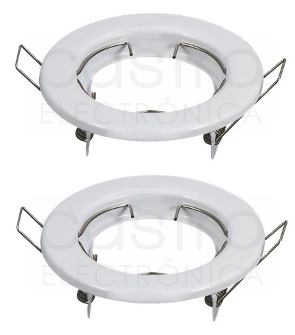 Pack 2x Aros Redondos Fixos Branco p/ Lampadas MR16-GU10