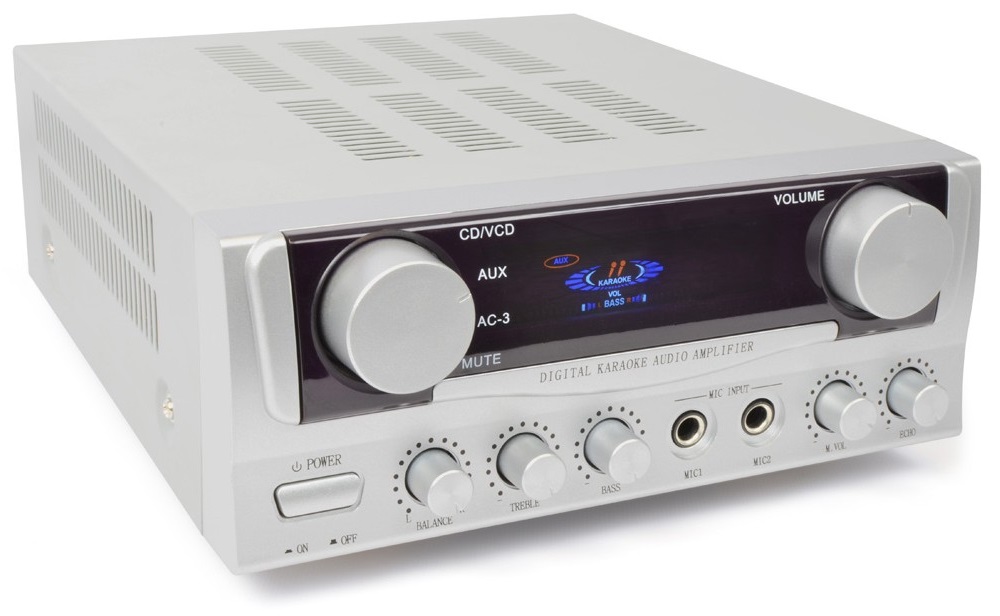 Amplificador de Karaoke c/ Display 2x 50W RMS (Cinza) - 