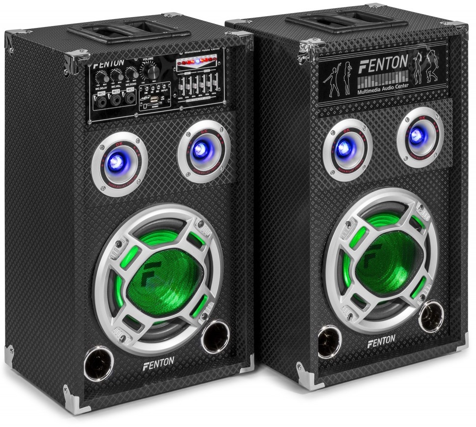 Pack 2x Colunas Amplificadas 8 600W MP3 USB/SD RGB LED (KA-08) - 