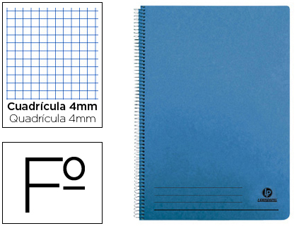 Caderno Espiral Folio 100F Quadricula de 4 mm Capa Azul c/ Margem 70 Grs