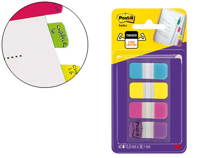 Bandas Separadoras  Rigidas Dispensador 4 Cores Amarelo Azul Rosa e Violeta Index 676-Aypv-Eu