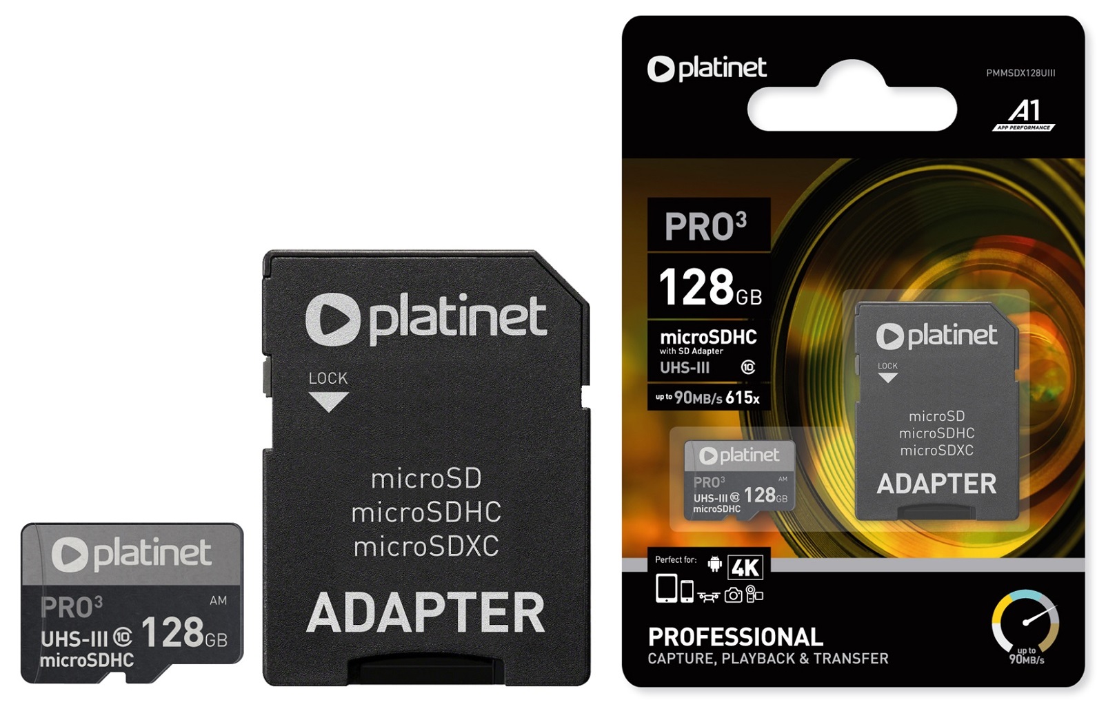 Cartão Memória PROFISSIONAL MicroSD c/ Adaptador SD 128GB (CLASS 10 UIII) - 