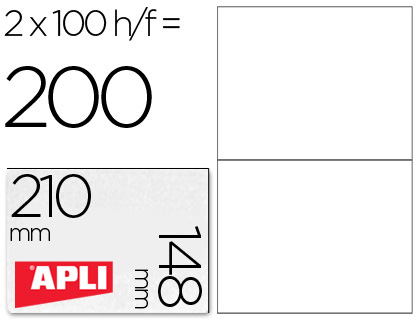 Etiquetas A4 210x148mm Autocolantes Brancas 100 Folhas 