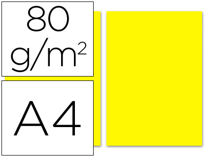 Papel de Cor Din A4 80 Gr Amarelo -Resma de 100 Folhas